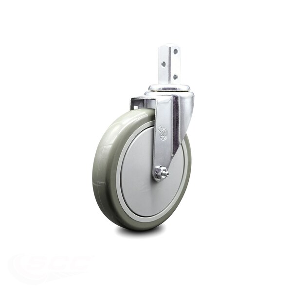 6 Inch Gray Polyurethane Wheel Swivel 3/4 Inch Square Stem Caster SCC